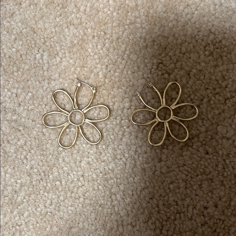 Gold Flower Hoop Earrings